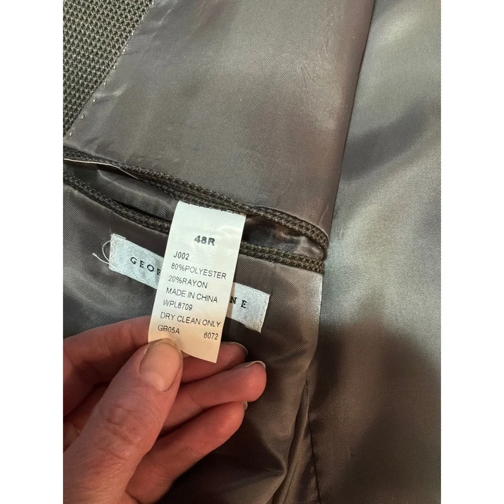 Geoffrey Beene Blazer Mens 48R Brown Micro-Check Two-Button‎ Sport Coat J002
